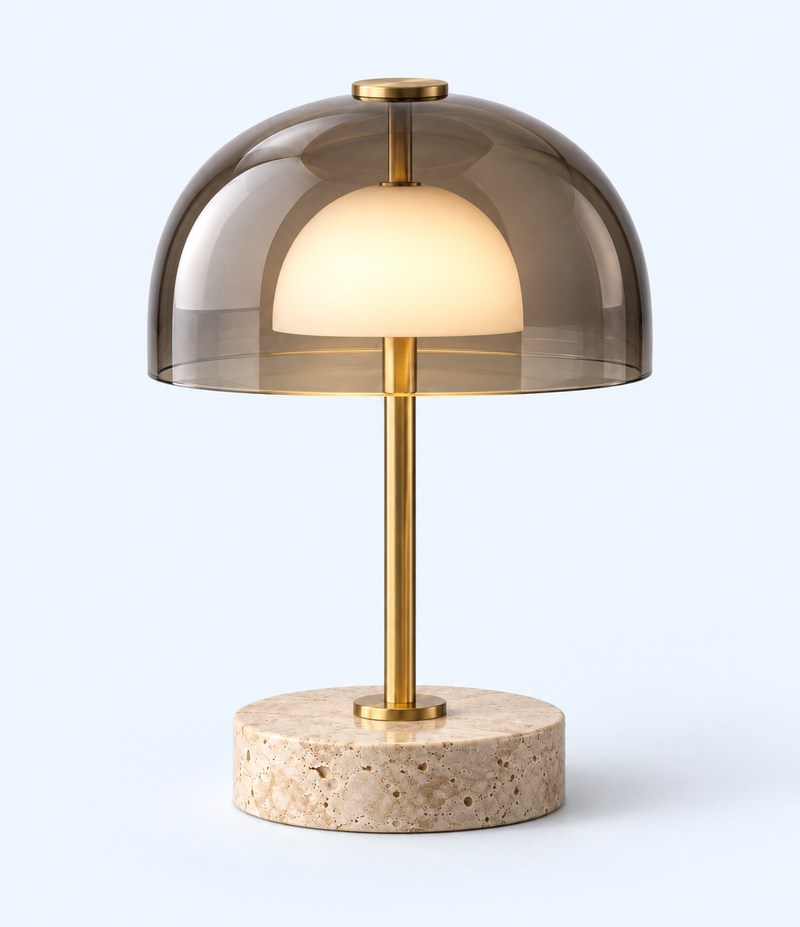 Dome Desk Lamp – Smoky Grey & Gold